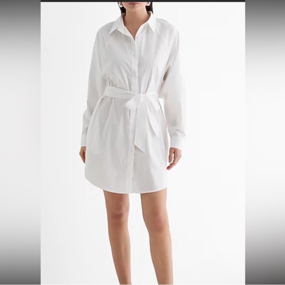 Express Elegant Portofino White Shirt Dress. NWT size small